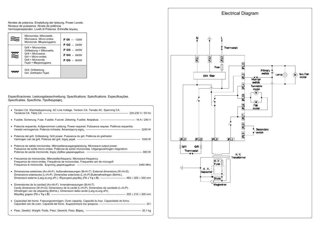 Smeg FME20EX manual Electrical Diagram 