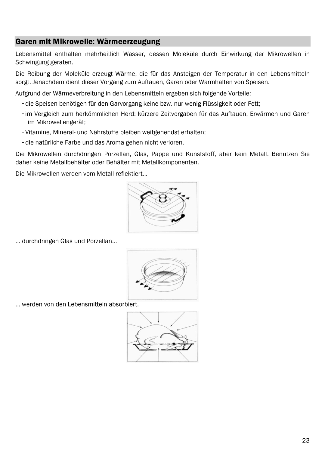 Smeg FME20EX1 manual Garen mit Mikrowelle Wärmeerzeugung 