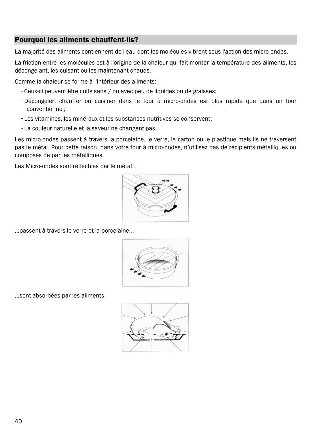 Smeg FME20EX1 manual Pourquoi les aliments chauffent-ils? 