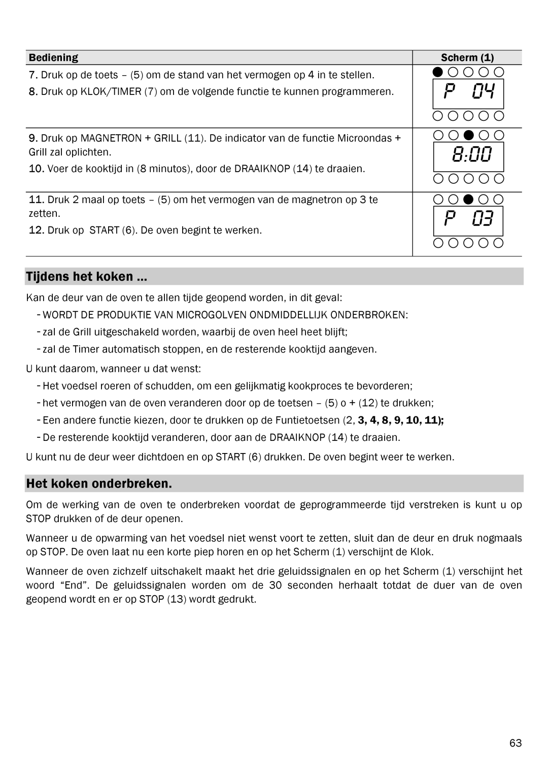 Smeg FME20EX1 manual Tijdens het koken, Het koken onderbreken 