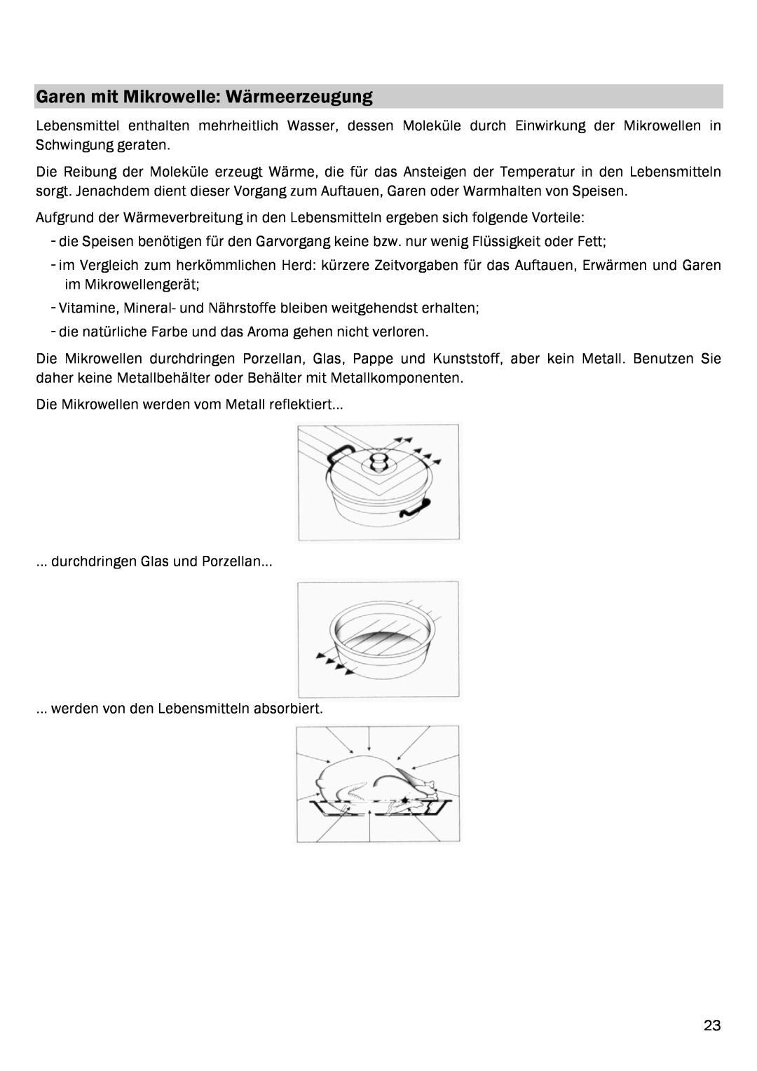 Smeg FME20EX1 manual Garen mit Mikrowelle Wärmeerzeugung 