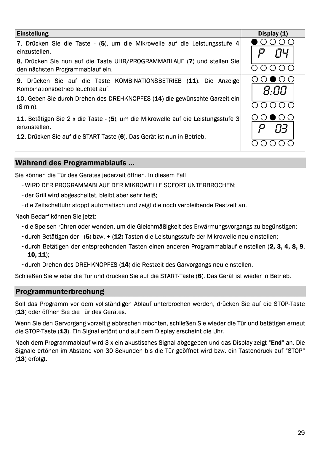 Smeg FME20EX1 manual Während des Programmablaufs, Programmunterbrechung 
