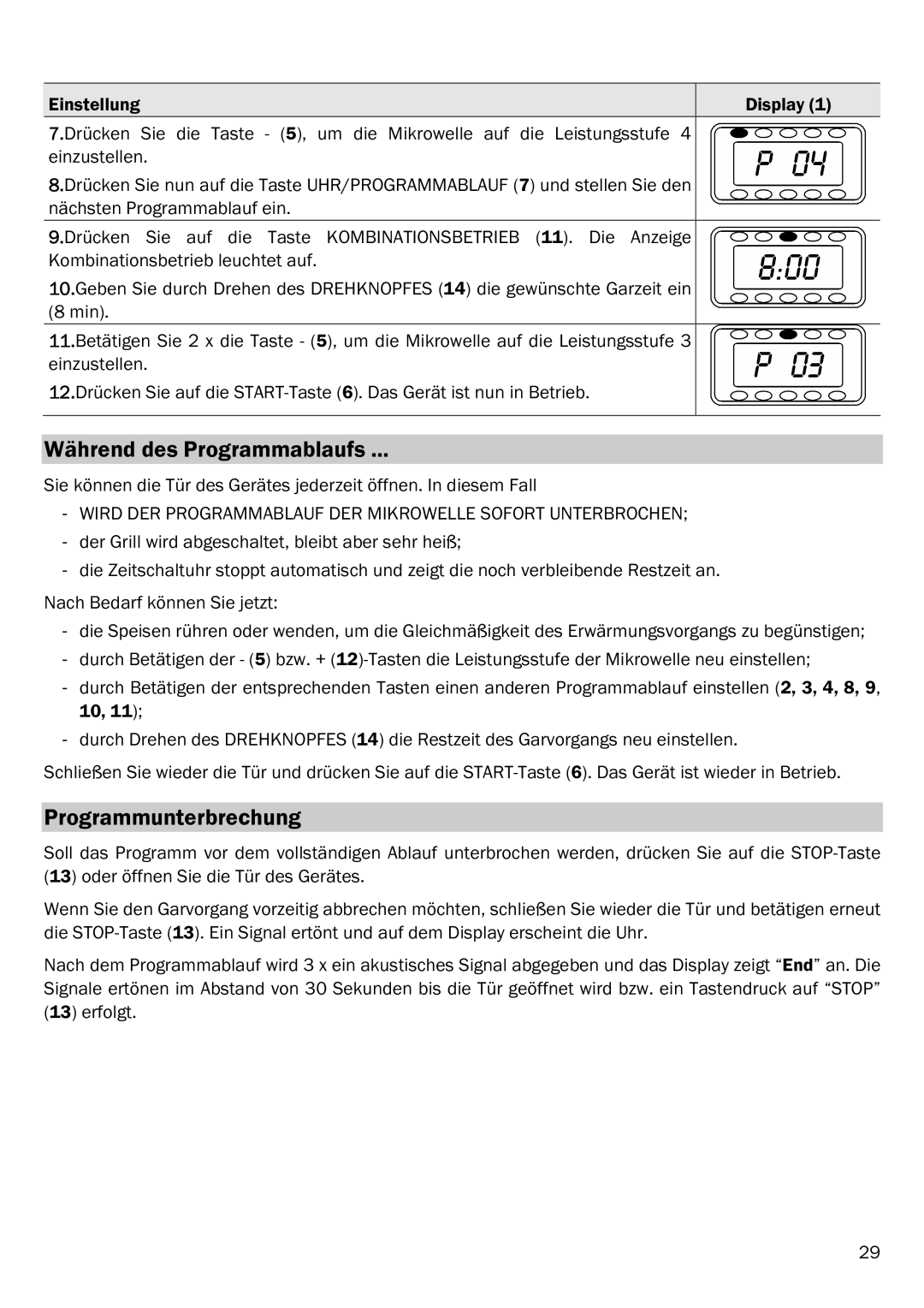 Smeg FME20EX3, FME20EX2 manual Während des Programmablaufs, Programmunterbrechung 