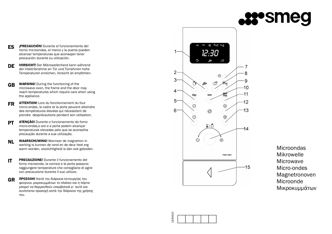 Smeg FME20EX2, FME20EX3 manual ¡PRECAUCIÓN! Durante el funcionamiento del 