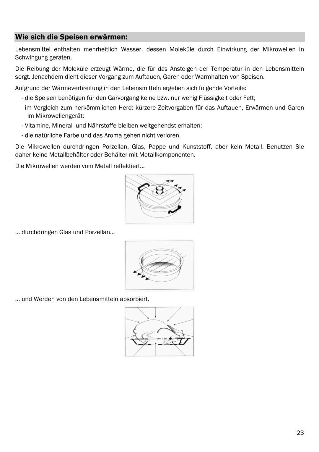 Smeg FME20EX3, FME20EX2 manual Wie sich die Speisen erwärmen 