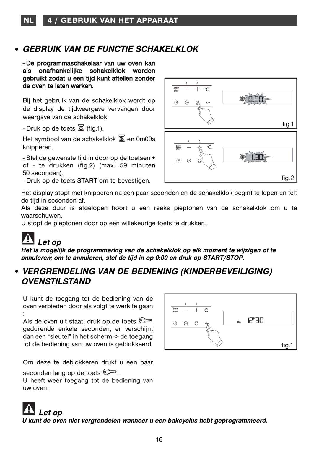 Smeg Four Oven manual Gebruik VAN DE Functie Schakelklok 