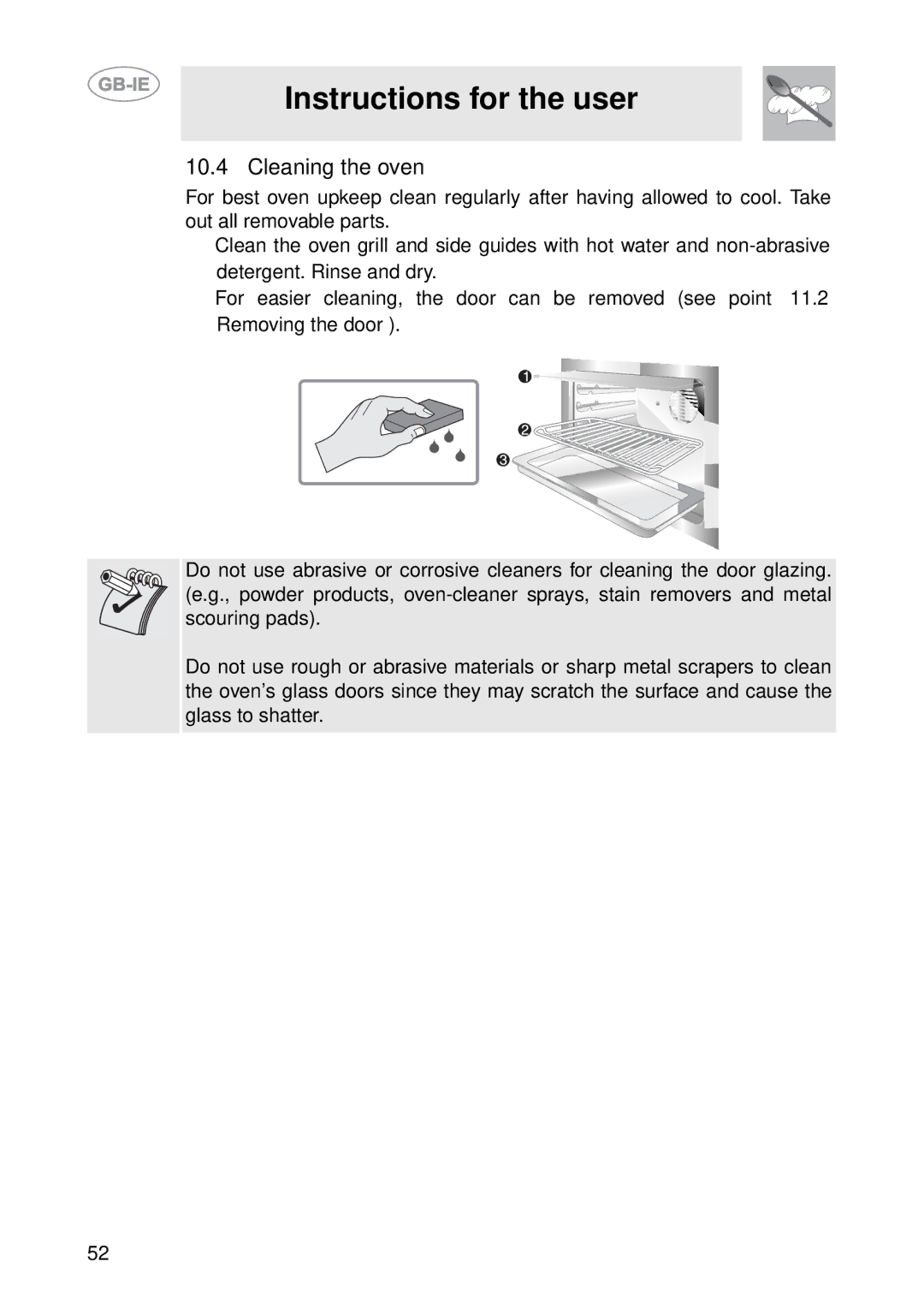 Smeg FP131B1 manual Cleaning the oven 