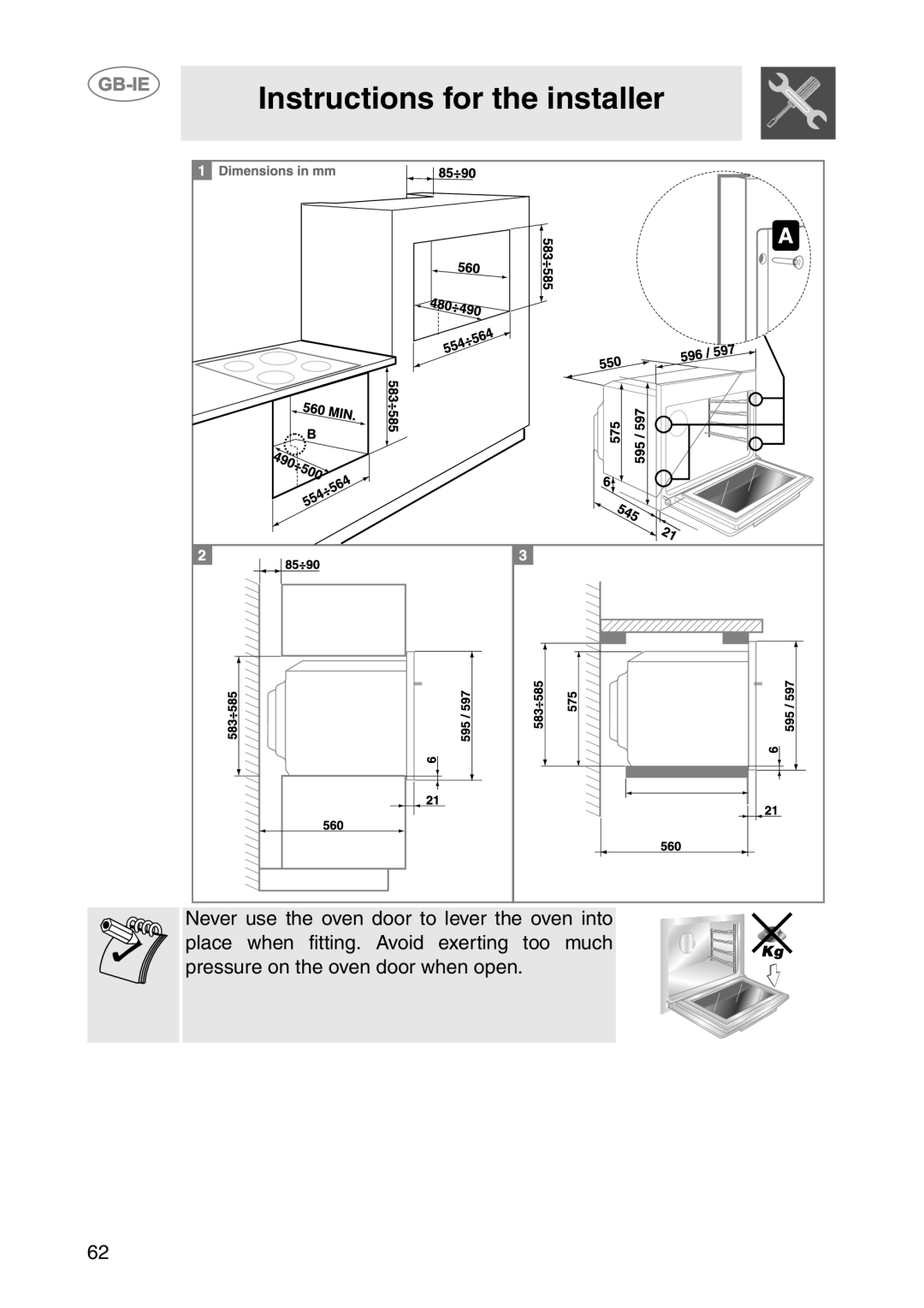 Smeg FP131B1 manual Instructions for the installer 