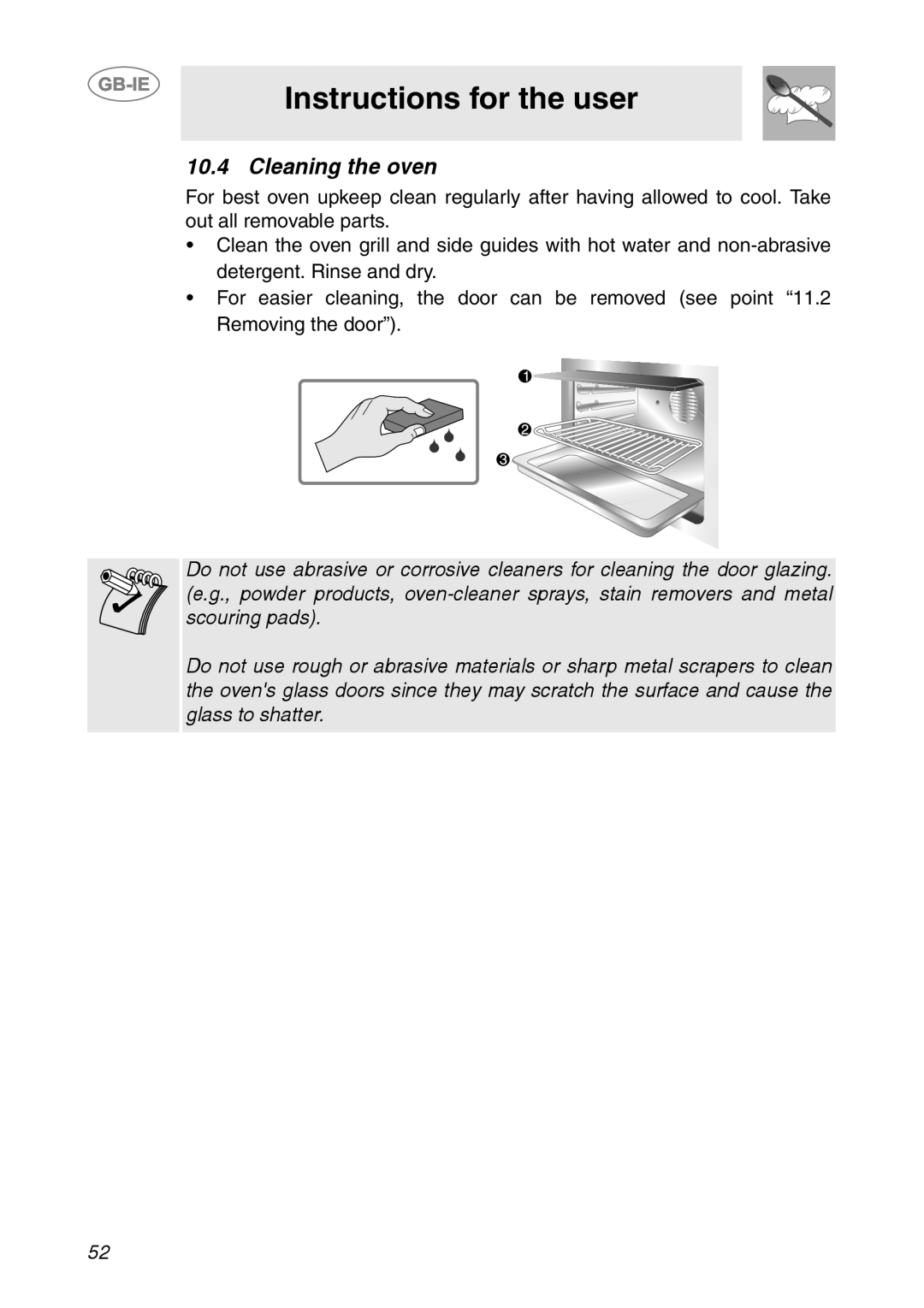 Smeg FP131B1 manual Instructions for the user, Cleaning the oven 