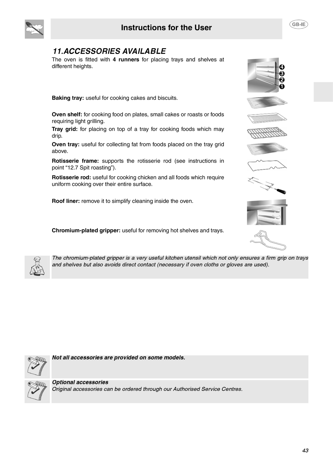 Smeg FP133X, FP132X manual Accessories Available 