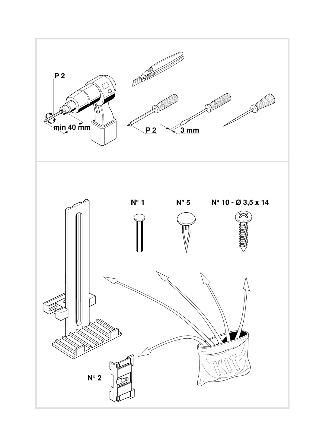 Smeg FR132A1 manual Min 40 mm 10 Ø 3,5 x 