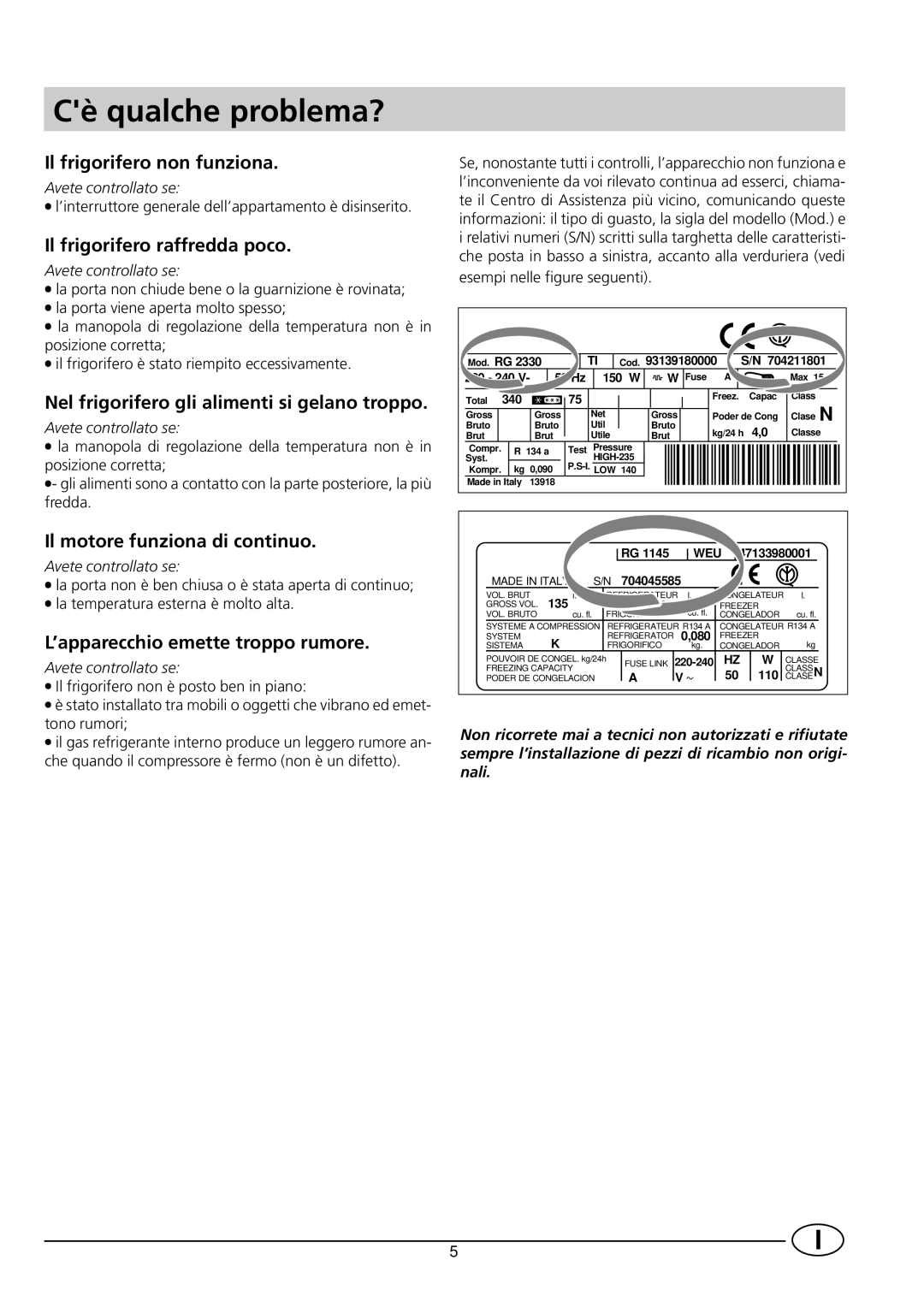 Smeg FR138SE/1 manual Cè qualche problema? 