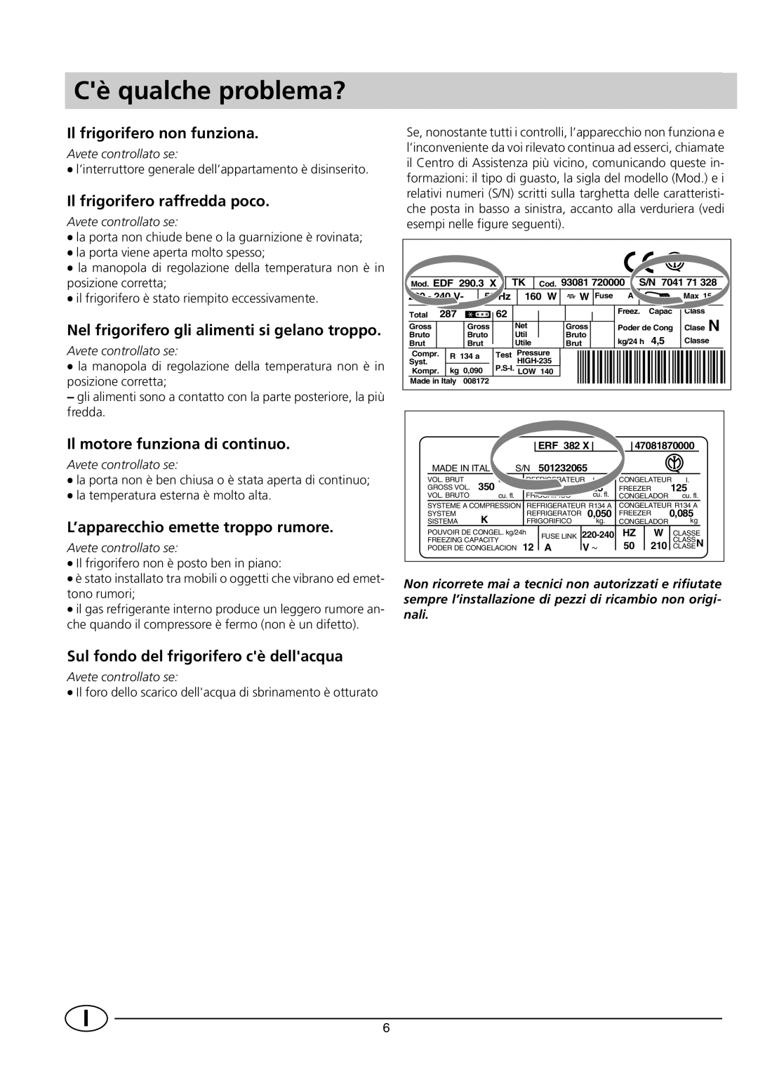 Smeg FR150A manual Cè qualche problema? 