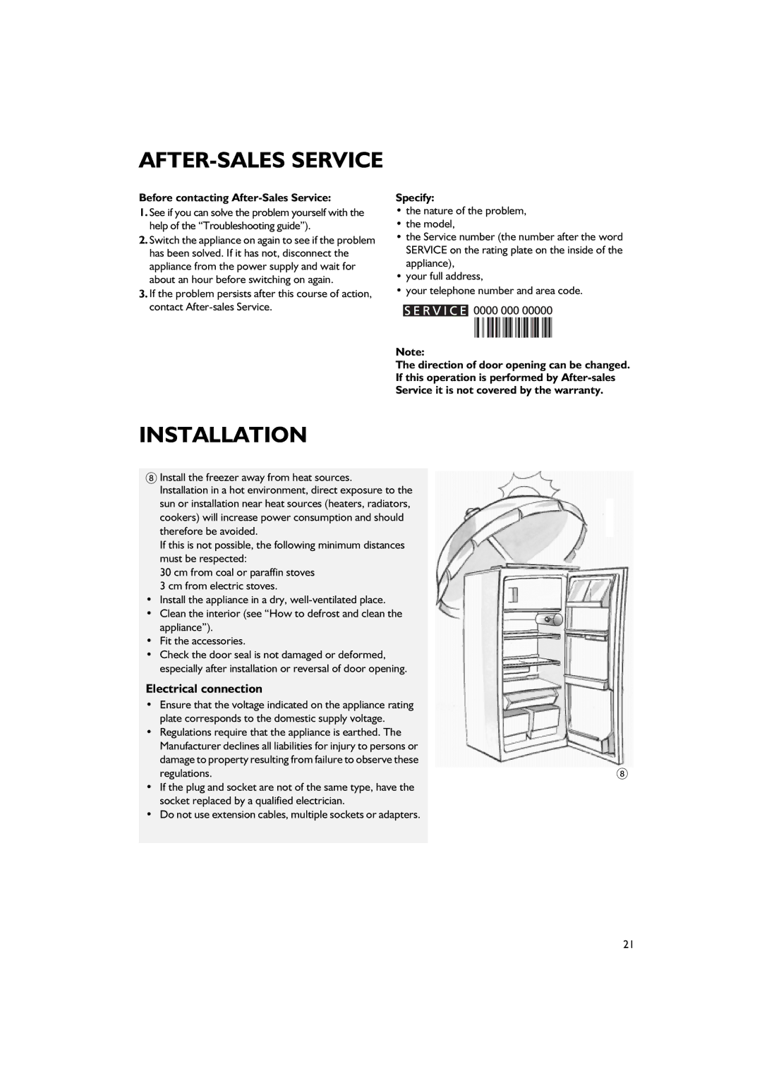 Smeg FR205A7 manual Electrical connection, Before contacting After-Sales Service, Specify 