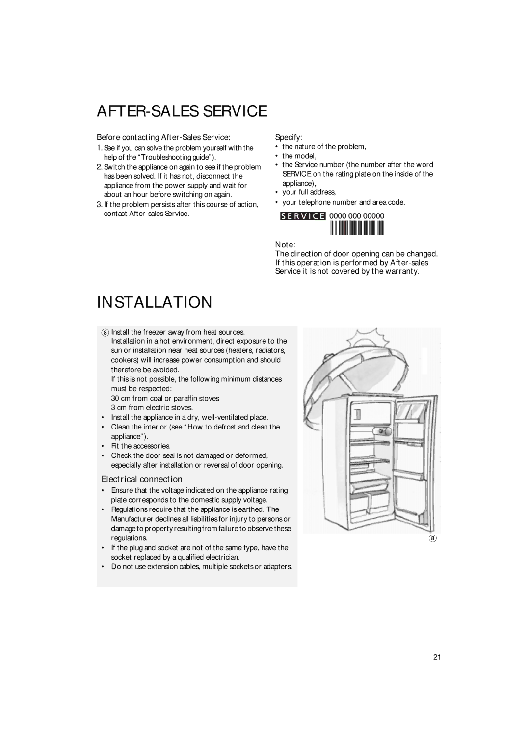 Smeg FR220A1 manual Electrical connection, Before contacting After-Sales Service, Specify 