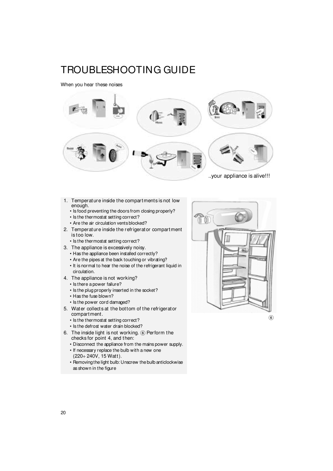 Smeg FR220A1 manual Troubleshooting Guide, your appliance is alive 