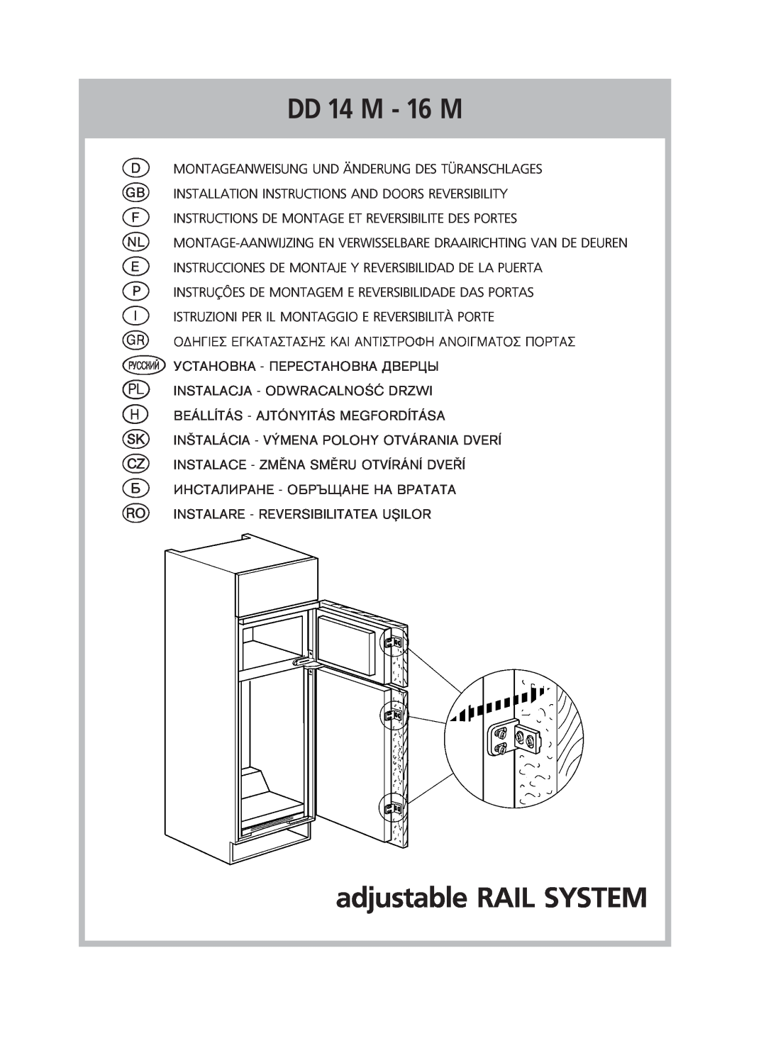 Smeg FR235A manual DD 4 M - 6 M, adjustable RAIL SYSTEM 