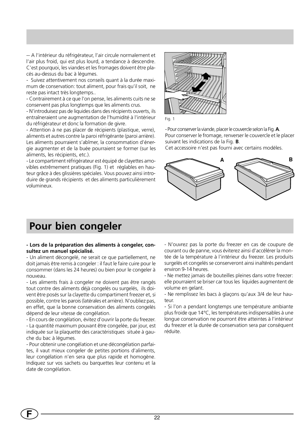 Smeg FR235SE manual Pour bien congeler 