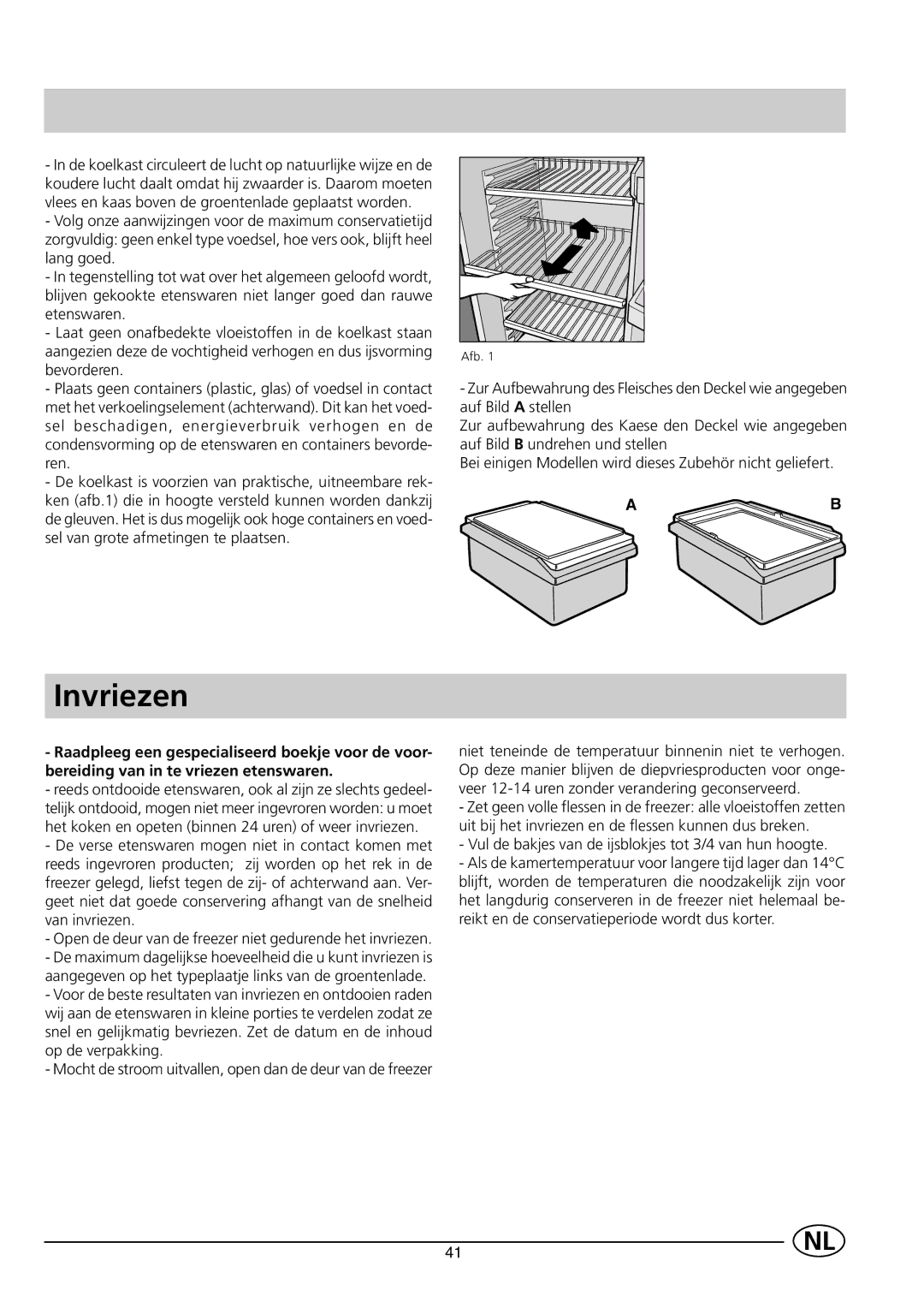 Smeg FR278SE manual Invriezen 