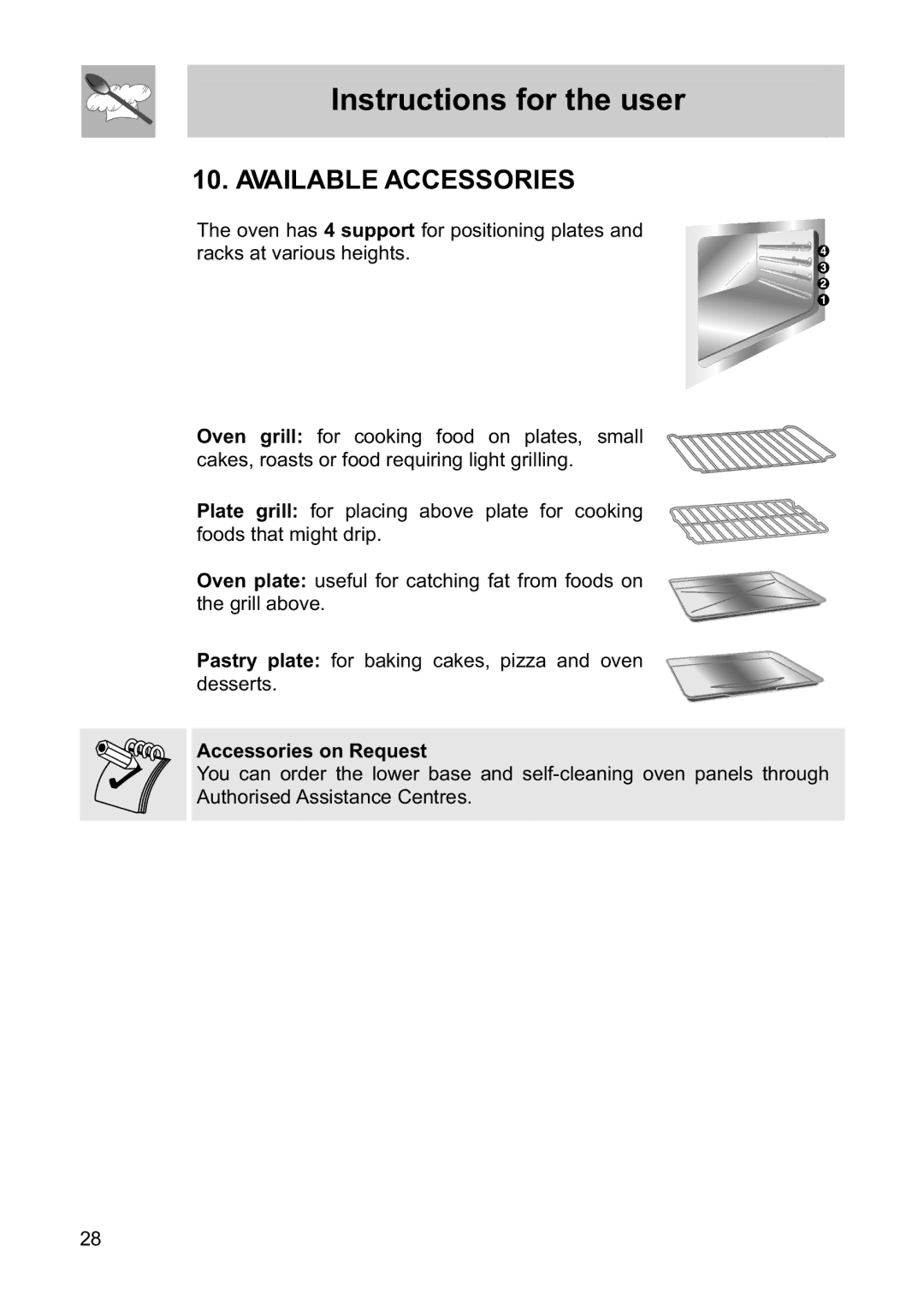 Smeg FS60XNG, FS61MFXLP, FS60WHNG manual Available Accessories, Accessories on Request 