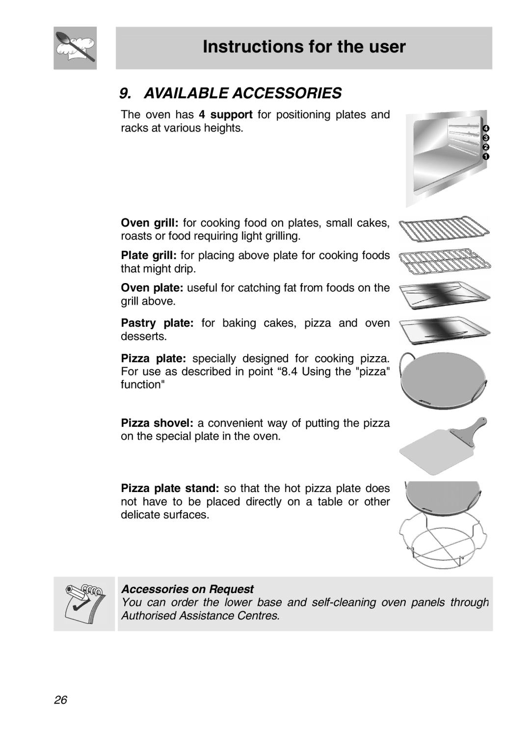 Smeg FS61XPZ5 manual Available Accessories, Accessories on Request 