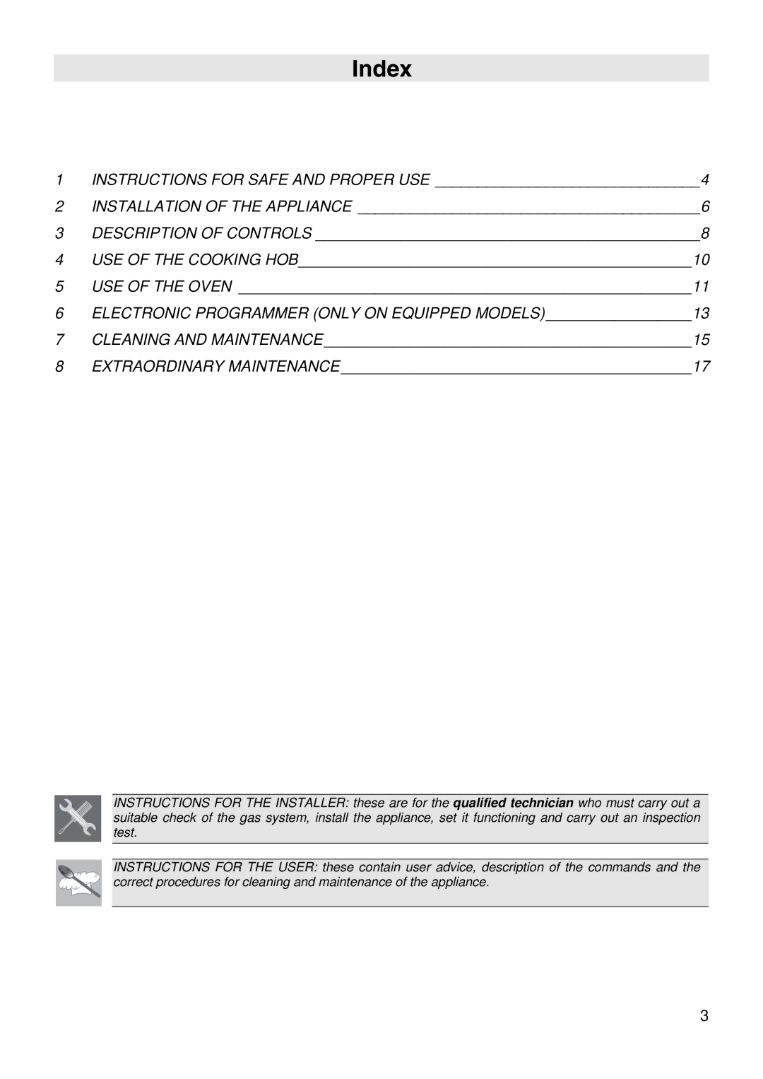 Smeg FS67MFX manual Index, Cleaning and Maintenance Extraordinary Maintenance 