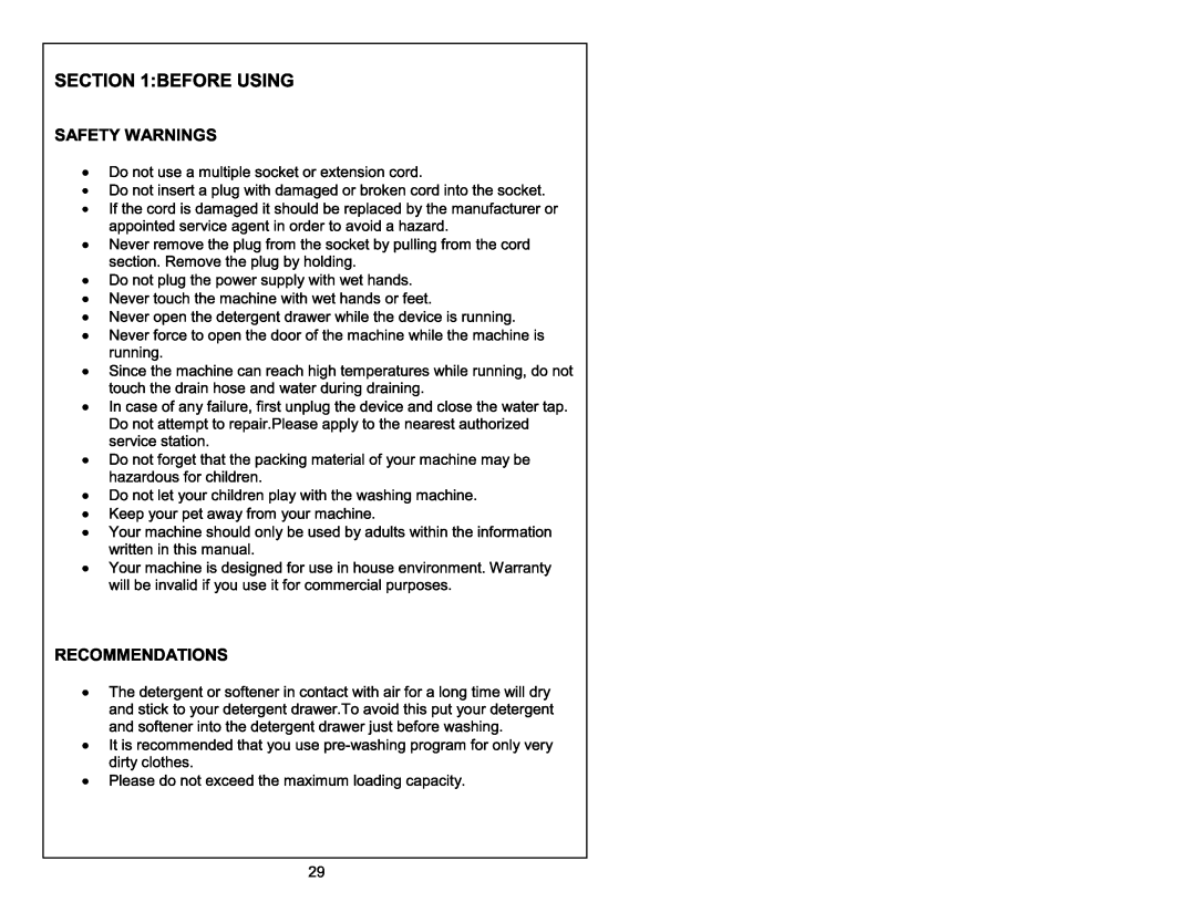 Smeg Full Electronic Washing Machine manual 