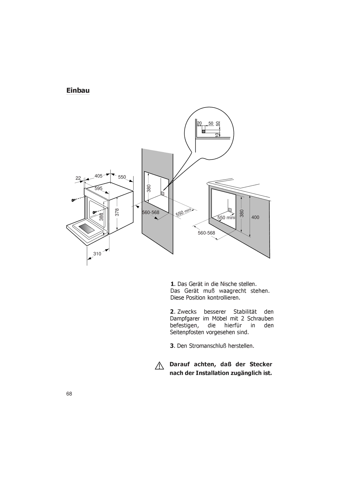 Smeg FV38X manual Einbau 