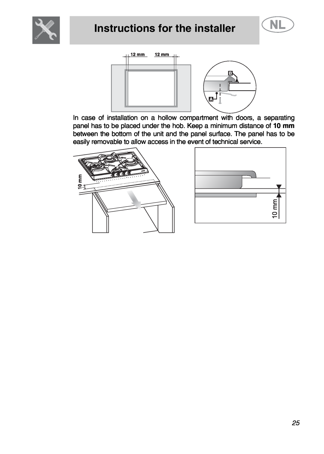Smeg GKC641-3 manual Instructions for the installer 