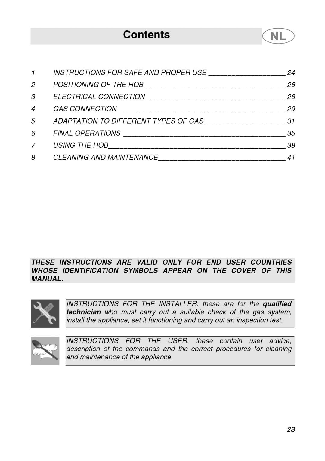 Smeg GKC64-3, GKC95-3 manual Contents 