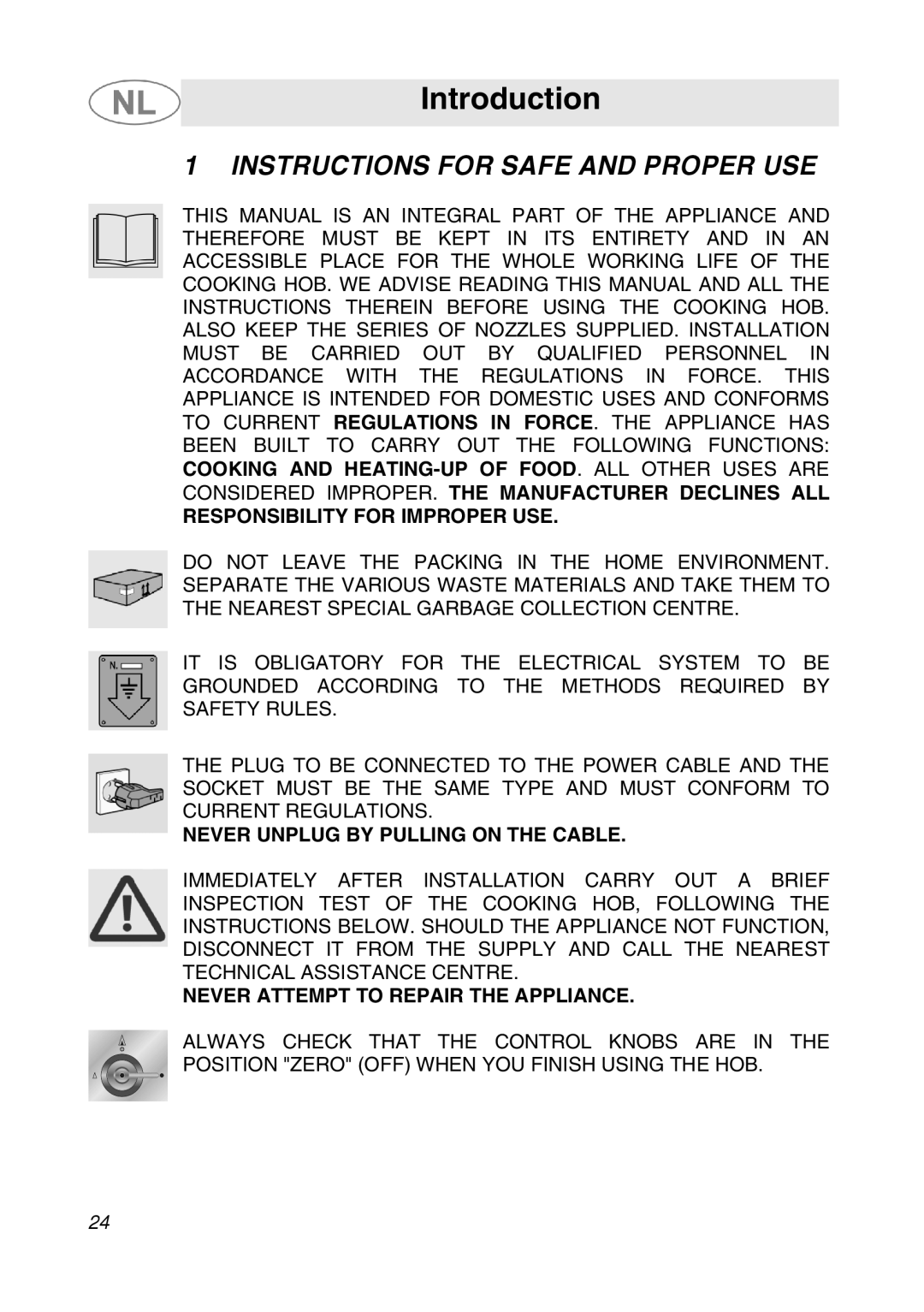 Smeg GKC95-3, GKC64-3 manual Introduction, Instructions for Safe and Proper USE 