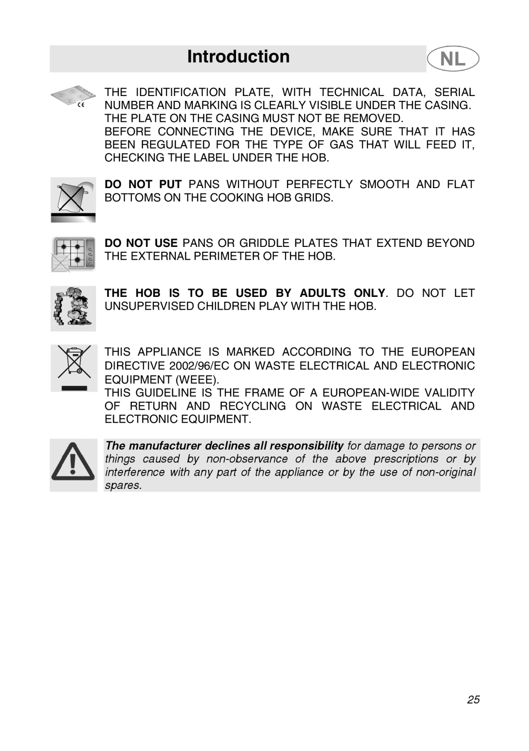 Smeg GKC64-3, GKC95-3 manual Introduction 