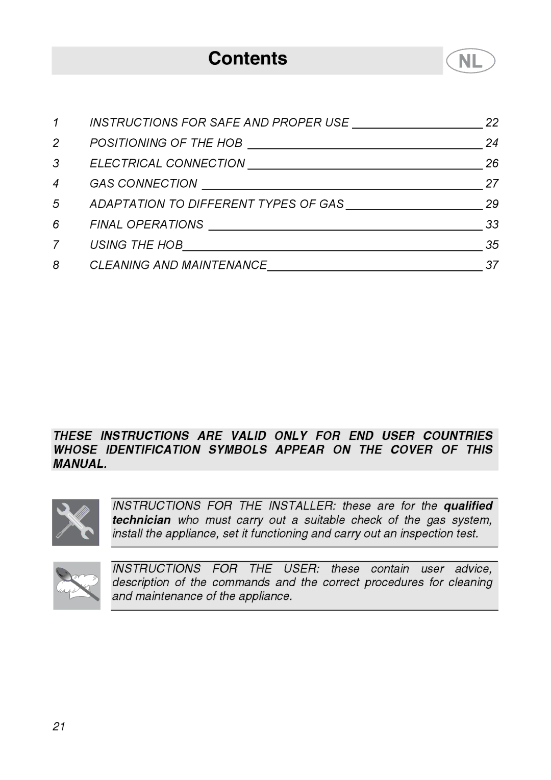 Smeg GKC755, GKCO755 manual Contents 