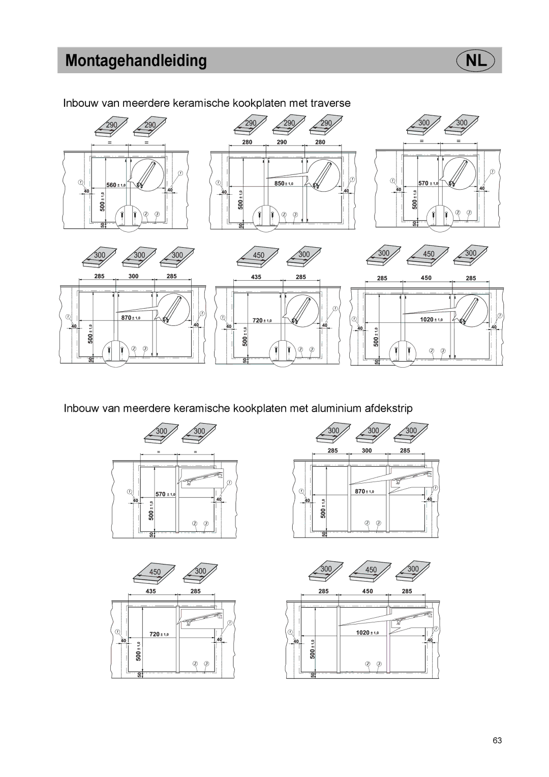 Smeg Glass Ceramic Induction Hob manual Montagehandleiding 