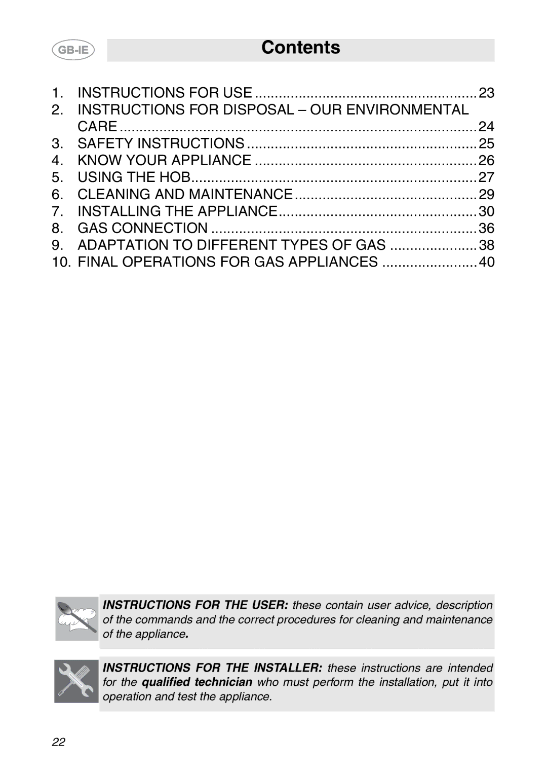 Smeg HB96CSS-3, HB96GXBE3 manual Contents 