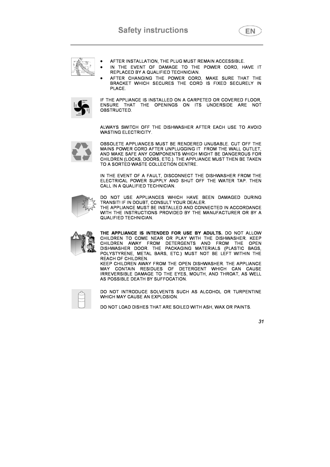 Smeg IG40521B2, IG40521W2, IG40521X2 instruction manual Safety instructions 