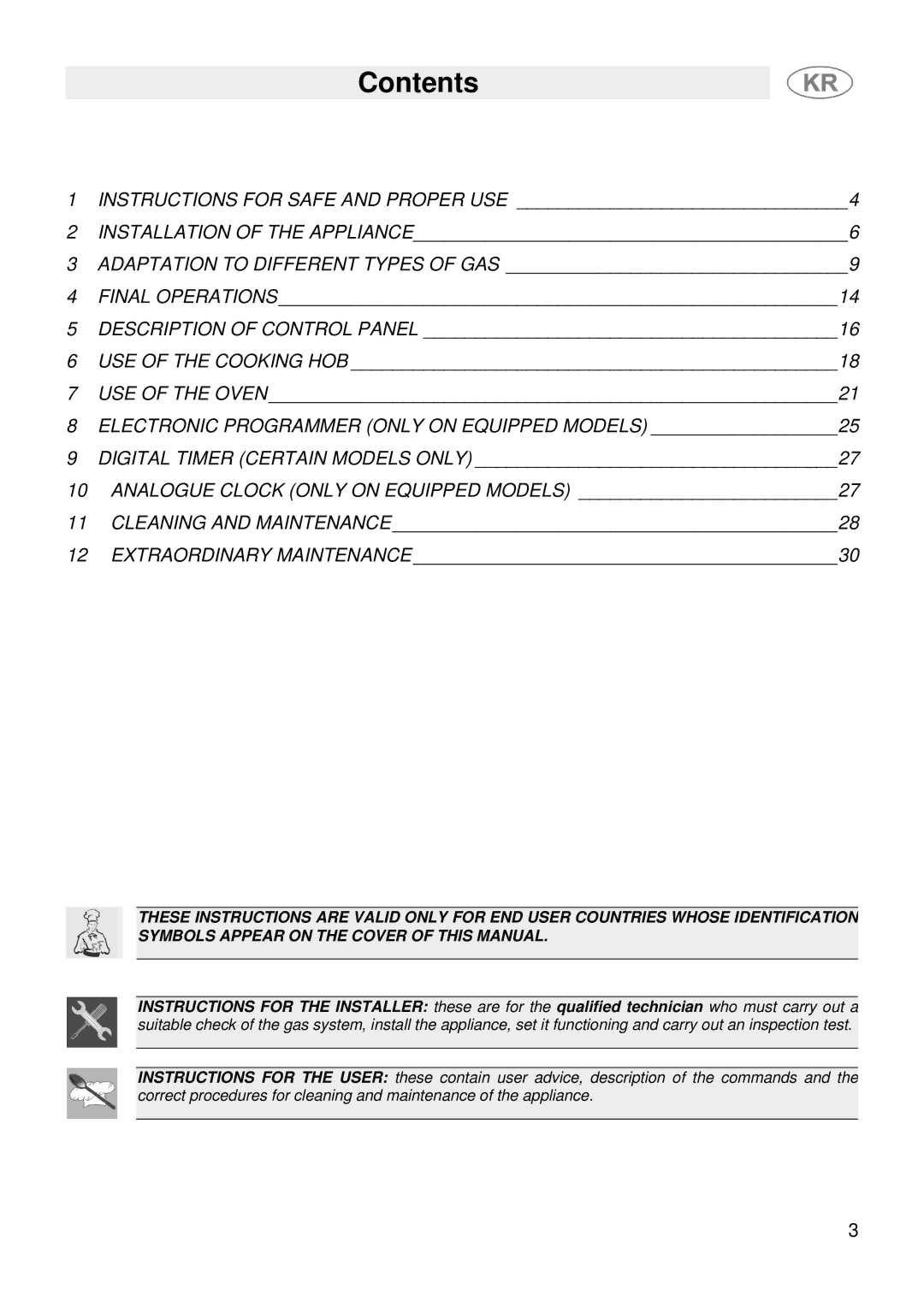 Smeg JGFC34SKB manual Contents 