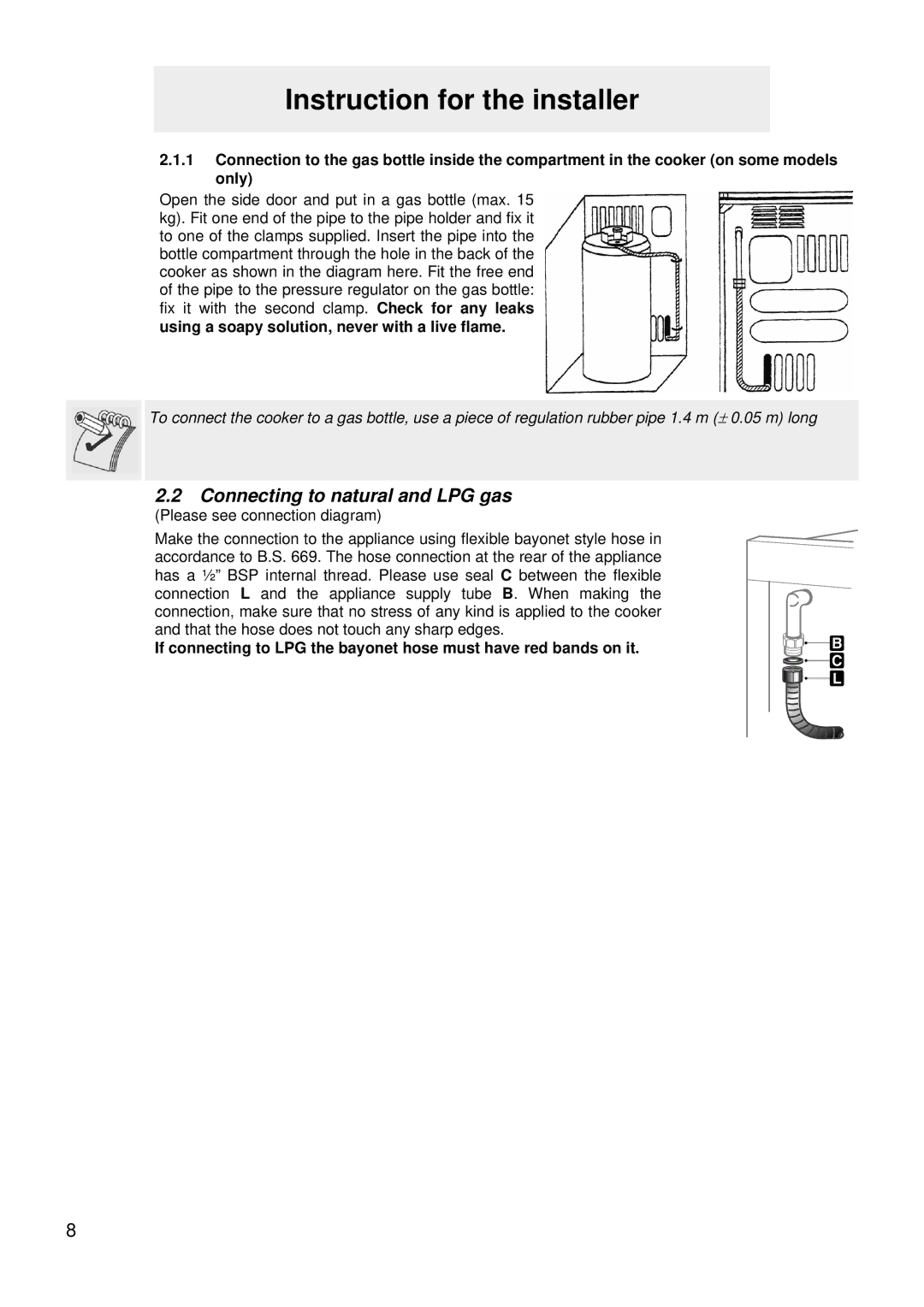 Smeg JGFC34SKB manual Connecting to natural and LPG gas 