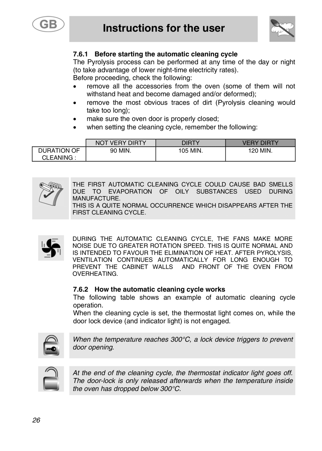 Smeg JRP30GIBB manual Before starting the automatic cleaning cycle, How the automatic cleaning cycle works 