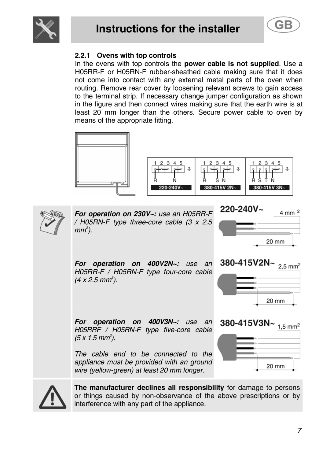 Smeg JRP30GIBB manual Ovens with top controls 