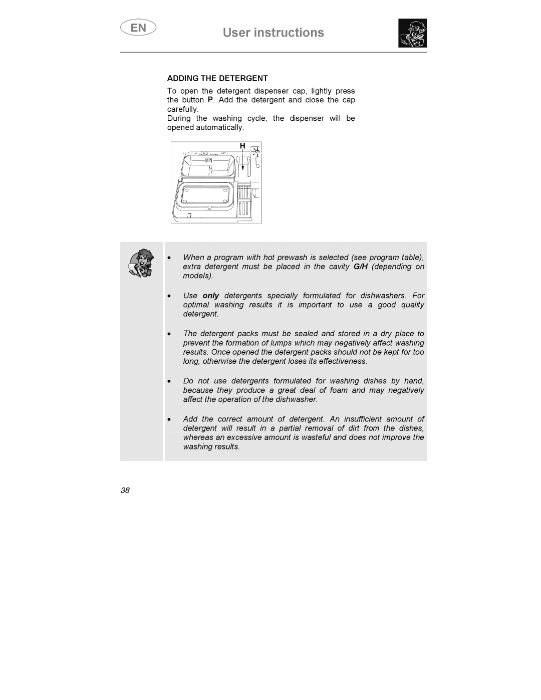 Smeg KLS01-2, KLS1257B instruction manual Adding the Detergent 