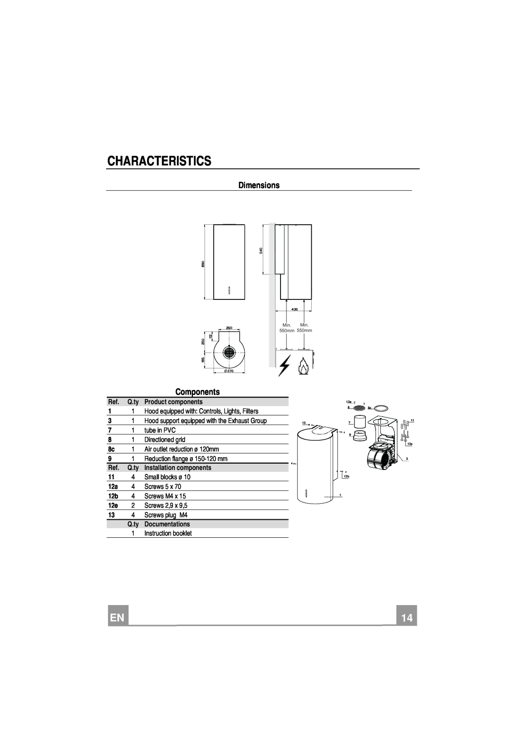 Smeg KR37X manual Characteristics, Dimensions, Components 