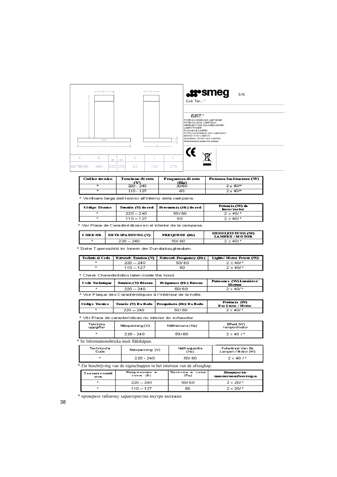 Smeg KSE 61X, KSE 91X, KSE 71X manual 