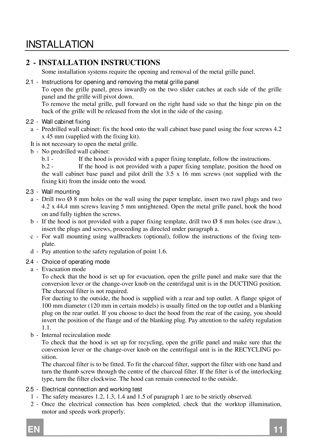 Smeg KSEC6 manual Installation Instructions 