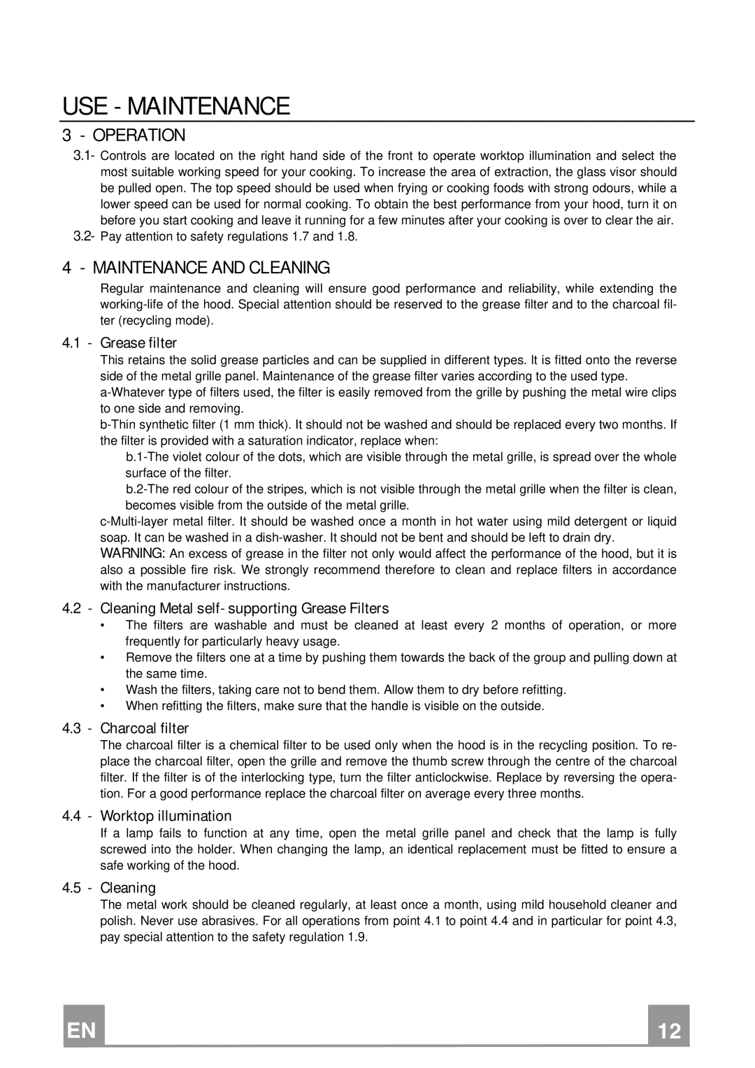 Smeg KSEC6 manual USE Maintenance 