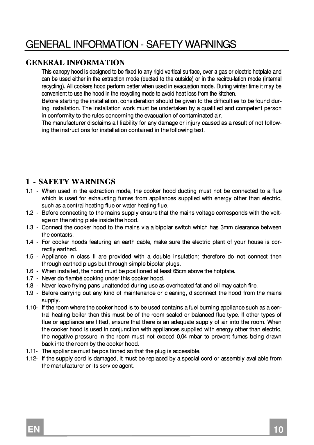 Smeg KSEC6 manual General Information - Safety Warnings 