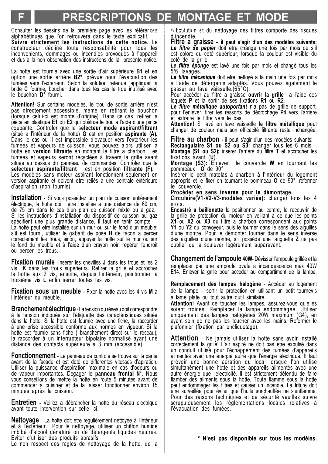 Smeg KSEC70X manual Prescriptions DE Montage ET Mode, ’Emploi 