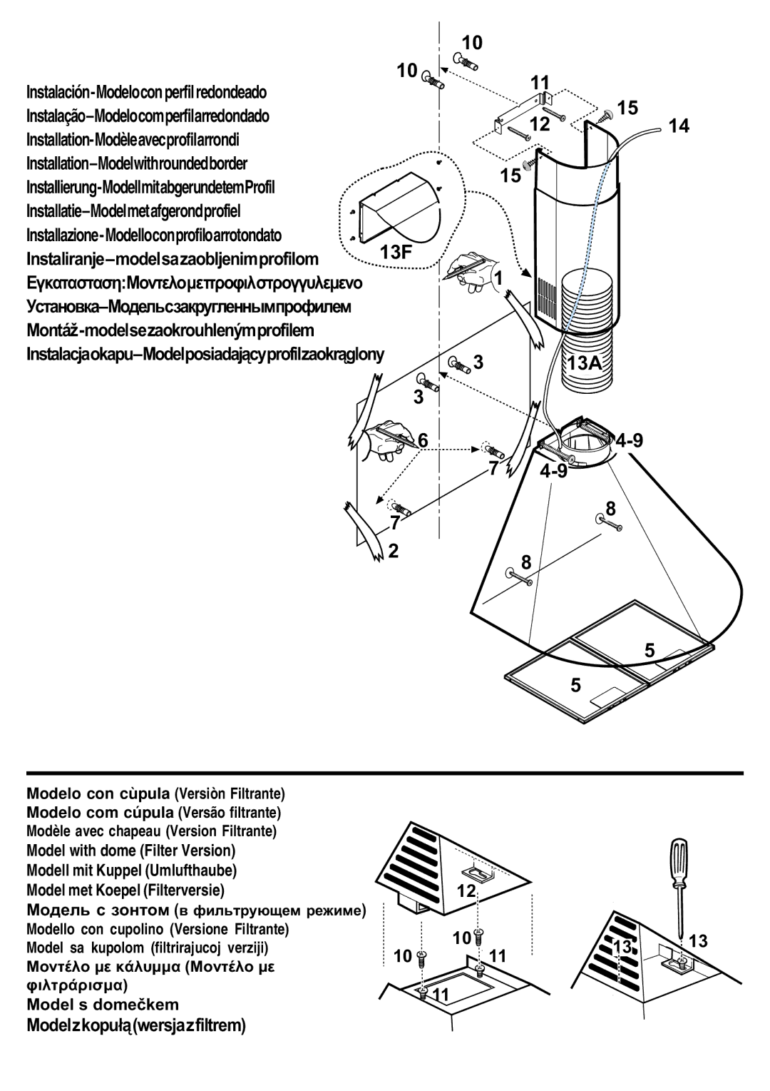 Smeg KSED65X manual Instalación-Modeloconperfilredondeado 