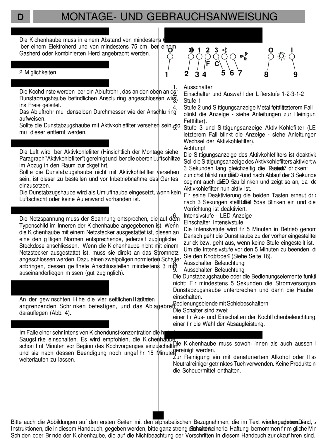 Smeg KSED97X Installierung, Anwendung, Abluftversion S, Umluftversion K, Elektrischer Anschluss, Funktionsweise, Reinigung 