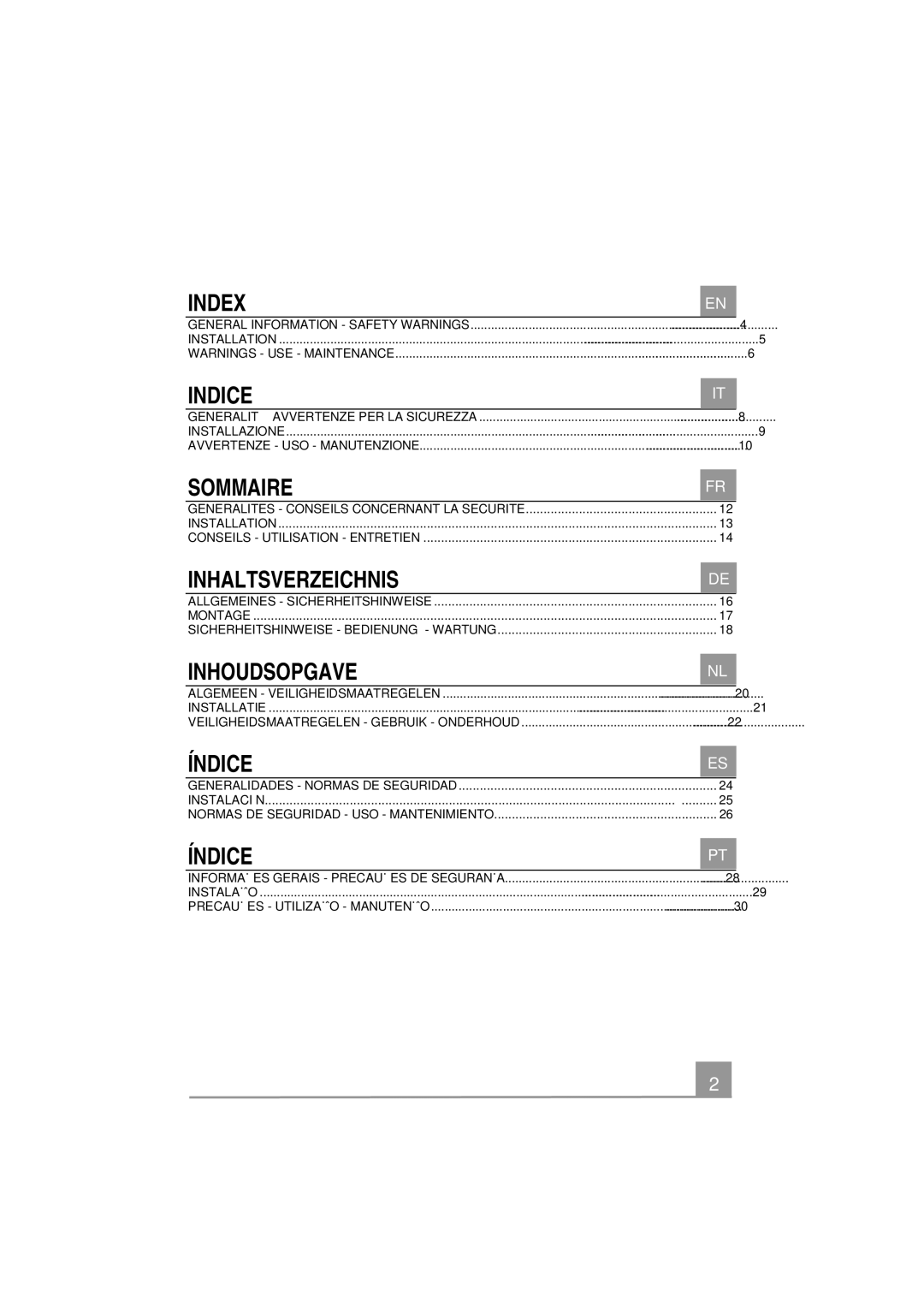 Smeg KSEG5, KSEG7 manual Index 